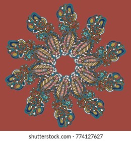 New symmetrical mandala in style zentangle inspired art with doodle. Decorative object can be used for wallpaper, pattern fills, web pages, surface textures.