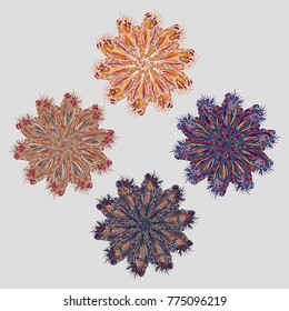 New symmetrical mandala in style zentangle inspired art with doodle. Decorative object can be used for wallpaper, pattern fills, web pages, surface textures.