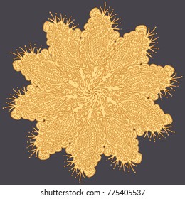 New symmetrical mandala in style zentangle inspired art with doodle. Decorative object can be used for wallpaper, pattern fills, web pages, surface textures.