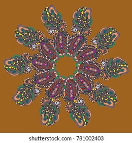 New symmetrical mandala in style zentangle inspired art with doodle. Decorative object can be used for wallpaper, pattern fills, web pages, surface textures.