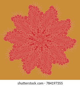 New symmetrical mandala in style zentangle inspired art with doodle. Decorative object can be used for wallpaper, pattern fills, web pages, surface textures.