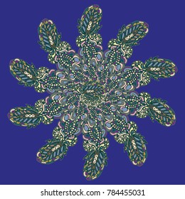 New symmetrical mandala in style zentangle inspired art with doodle. Decorative object can be used for wallpaper, pattern fills, web pages, surface textures.