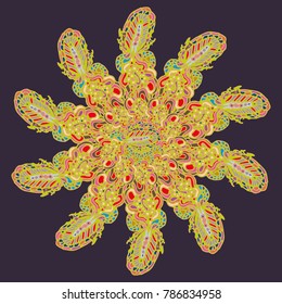New symmetrical mandala in style zentangle inspired art with doodle. Decorative object can be used for wallpaper, pattern fills, web pages, surface textures.