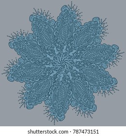 New symmetrical mandala in style zentangle inspired art with doodle. Decorative object can be used for wallpaper, pattern fills, web pages, surface textures.