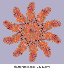 New symmetrical mandala in style zentangle inspired art with doodle. Decorative object can be used for wallpaper, pattern fills, web pages, surface textures.