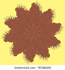 New symmetrical mandala in style zentangle inspired art with doodle. Decorative object can be used for wallpaper, pattern fills, web pages, surface textures.