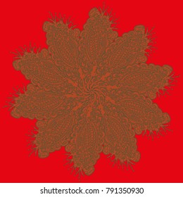 New symmetrical mandala in style zentangle inspired art with doodle. Decorative object can be used for wallpaper, pattern fills, web pages, surface textures.