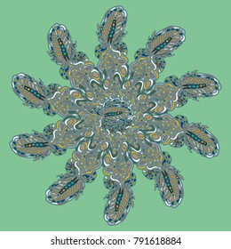 New symmetrical mandala in style zentangle inspired art with doodle. Decorative object can be used for wallpaper, pattern fills, web pages, surface textures.