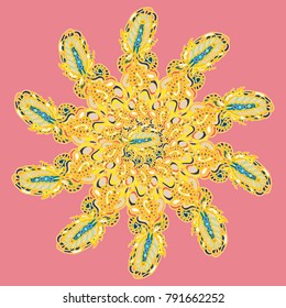 New symmetrical mandala in style zentangle inspired art with doodle. Decorative object can be used for wallpaper, pattern fills, web pages, surface textures.