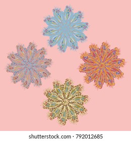 New symmetrical mandala in style zentangle inspired art with doodle. Decorative object can be used for wallpaper, pattern fills, web pages, surface textures.