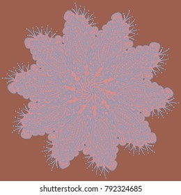 New symmetrical mandala in style zentangle inspired art with doodle. Decorative object can be used for wallpaper, pattern fills, web pages, surface textures.