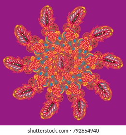 New symmetrical mandala in style zentangle inspired art with doodle. Decorative object can be used for wallpaper, pattern fills, web pages, surface textures.
