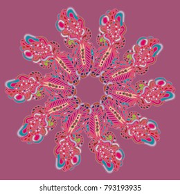 New symmetrical mandala in style zentangle inspired art with doodle. Decorative object can be used for wallpaper, pattern fills, web pages, surface textures.