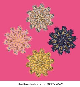 New symmetrical mandala in style zentangle inspired art with doodle. Decorative object can be used for wallpaper, pattern fills, web pages, surface textures.