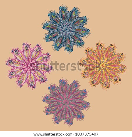 New symmetrical mandala in style zentangle inspired art with doodle. Decorative object can be used for wallpaper, pattern fills, web pages, surface textures.