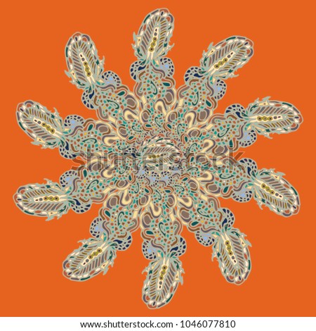 New symmetrical mandala in style zentangle inspired art with doodle. Decorative object can be used for wallpaper, pattern fills, web pages, surface textures.