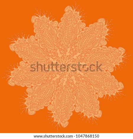 New symmetrical mandala in style zentangle inspired art with doodle. Decorative object can be used for wallpaper, pattern fills, web pages, surface textures.