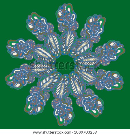 New symmetrical mandala in style zentangle inspired art with doodle. Decorative object can be used for wallpaper, pattern fills, web pages, surface textures.