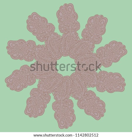 New symmetrical mandala in style zentangle inspired art with doodle. Decorative object can be used for wallpaper, pattern fills, web pages, surface textures.