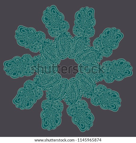 New symmetrical mandala in style zentangle inspired art with doodle. Decorative object can be used for wallpaper, pattern fills, web pages, surface textures.
