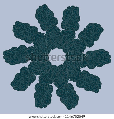 New symmetrical mandala in style zentangle inspired art with doodle. Decorative object can be used for wallpaper, pattern fills, web pages, surface textures.
