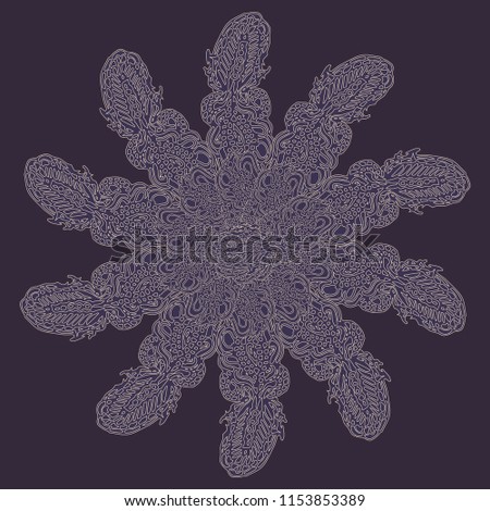 New symmetrical mandala in style zentangle inspired art with doodle. Decorative object can be used for wallpaper, pattern fills, web pages, surface textures.