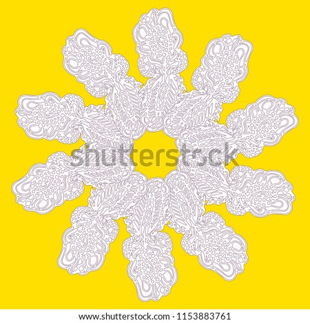 New symmetrical mandala in style zentangle inspired art with doodle. Decorative object can be used for wallpaper, pattern fills, web pages, surface textures.