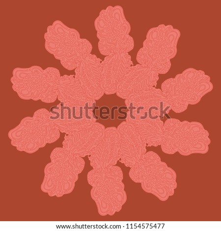 New symmetrical mandala in style zentangle inspired art with doodle. Decorative object can be used for wallpaper, pattern fills, web pages, surface textures.