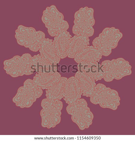 New symmetrical mandala in style zentangle inspired art with doodle. Decorative object can be used for wallpaper, pattern fills, web pages, surface textures.