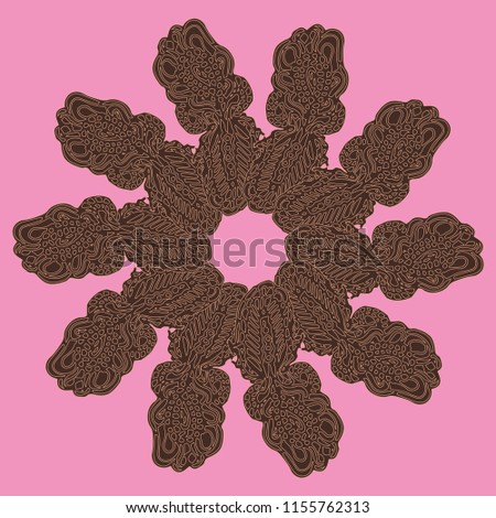 New symmetrical mandala in style zentangle inspired art with doodle. Decorative object can be used for wallpaper, pattern fills, web pages, surface textures.