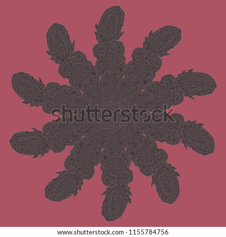 New symmetrical mandala in style zentangle inspired art with doodle. Decorative object can be used for wallpaper, pattern fills, web pages, surface textures.