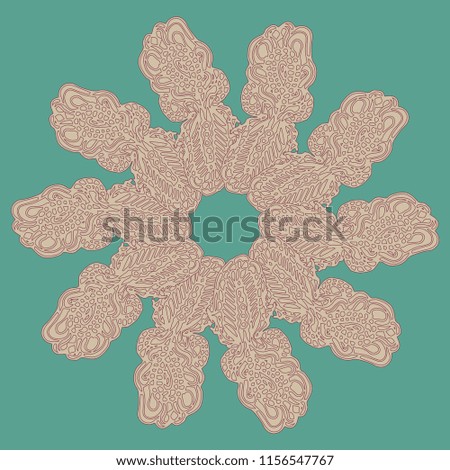 New symmetrical mandala in style zentangle inspired art with doodle. Decorative object can be used for wallpaper, pattern fills, web pages, surface textures.