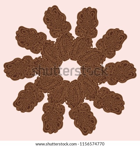New symmetrical mandala in style zentangle inspired art with doodle. Decorative object can be used for wallpaper, pattern fills, web pages, surface textures.