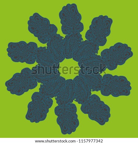 New symmetrical mandala in style zentangle inspired art with doodle. Decorative object can be used for wallpaper, pattern fills, web pages, surface textures.
