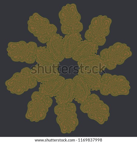 New symmetrical mandala in style zentangle inspired art with doodle. Decorative object can be used for wallpaper, pattern fills, web pages, surface textures.