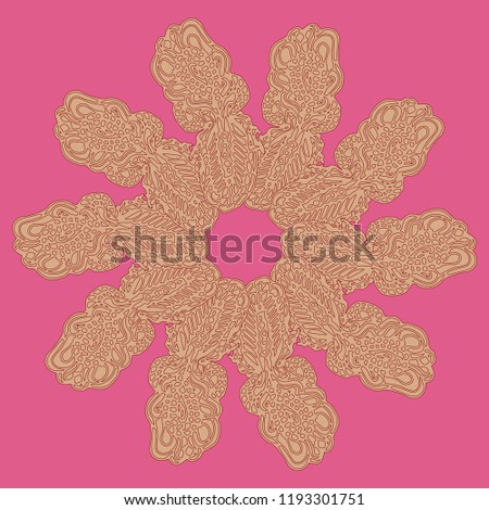 New symmetrical mandala in style zentangle inspired art with doodle. Decorative object can be used for wallpaper, pattern fills, web pages, surface textures.