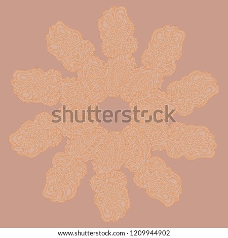 New symmetrical mandala in style zentangle inspired art with doodle. Decorative object can be used for wallpaper, pattern fills, web pages, surface textures.