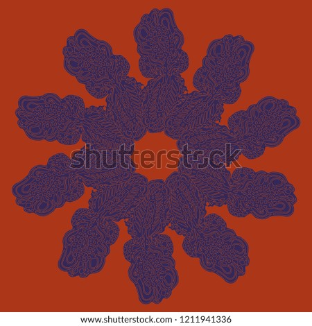 New symmetrical mandala in style zentangle inspired art with doodle. Decorative object can be used for wallpaper, pattern fills, web pages, surface textures.