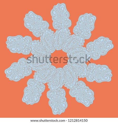 New symmetrical mandala in style zentangle inspired art with doodle. Decorative object can be used for wallpaper, pattern fills, web pages, surface textures.