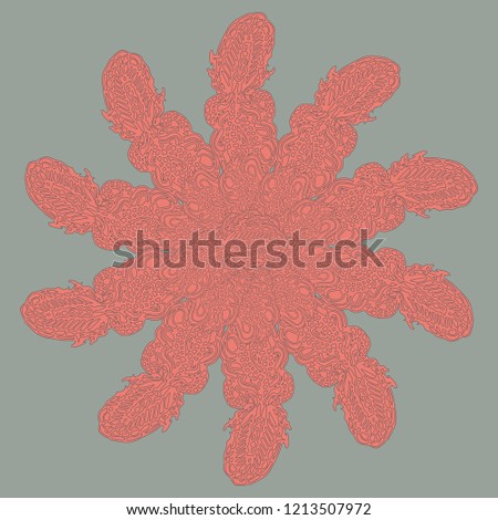 New symmetrical mandala in style zentangle inspired art with doodle. Decorative object can be used for wallpaper, pattern fills, web pages, surface textures.