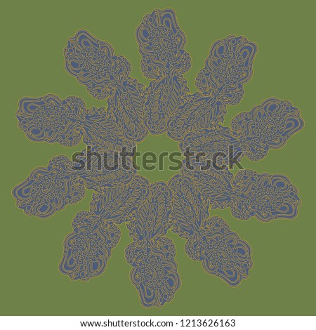New symmetrical mandala in style zentangle inspired art with doodle. Decorative object can be used for wallpaper, pattern fills, web pages, surface textures.