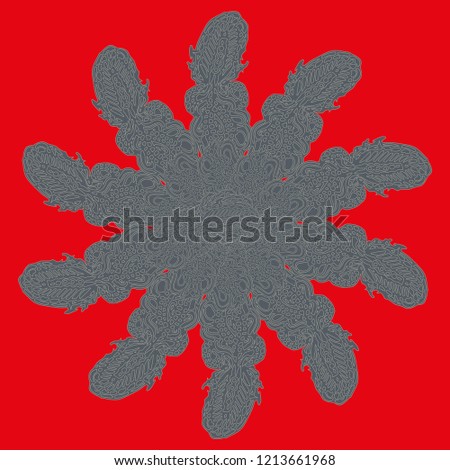 New symmetrical mandala in style zentangle inspired art with doodle. Decorative object can be used for wallpaper, pattern fills, web pages, surface textures.