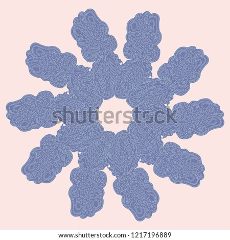 New symmetrical mandala in style zentangle inspired art with doodle. Decorative object can be used for wallpaper, pattern fills, web pages, surface textures.