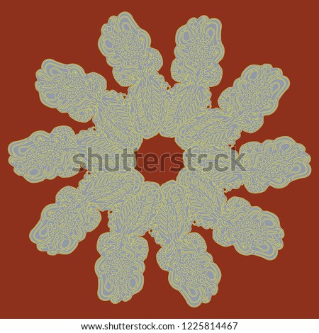 New symmetrical mandala in style zentangle inspired art with doodle. Decorative object can be used for wallpaper, pattern fills, web pages, surface textures.