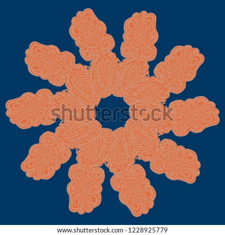 New symmetrical mandala in style zentangle inspired art with doodle. Decorative object can be used for wallpaper, pattern fills, web pages, surface textures.