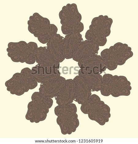 New symmetrical mandala in style zentangle inspired art with doodle. Decorative object can be used for wallpaper, pattern fills, web pages, surface textures.