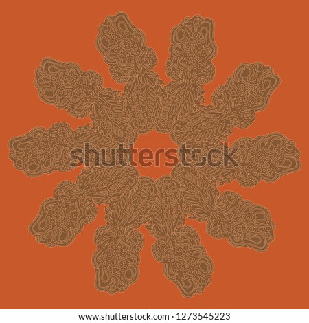New symmetrical mandala in style zentangle inspired art with doodle. Decorative object can be used for wallpaper, pattern fills, web pages, surface textures.