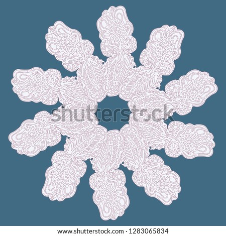 New symmetrical mandala in style zentangle inspired art with doodle. Decorative object can be used for wallpaper, pattern fills, web pages, surface textures.