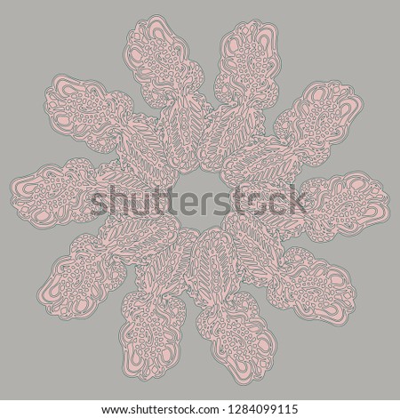 New symmetrical mandala in style zentangle inspired art with doodle. Decorative object can be used for wallpaper, pattern fills, web pages, surface textures.
