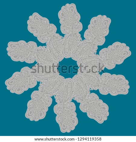New symmetrical mandala in style zentangle inspired art with doodle. Decorative object can be used for wallpaper, pattern fills, web pages, surface textures.